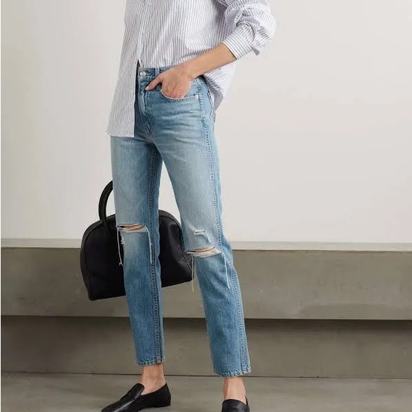 SLVRLAKE Denim - 🍂 Slvrlake Women's Virginia Distressed High-Rise Slim-Leg Jeans!